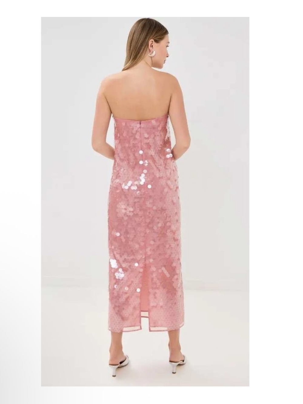 NWT NEW STAUD Casey Embroidered Sienna Dress Sequin 10 Midi - Picture 2 of 5